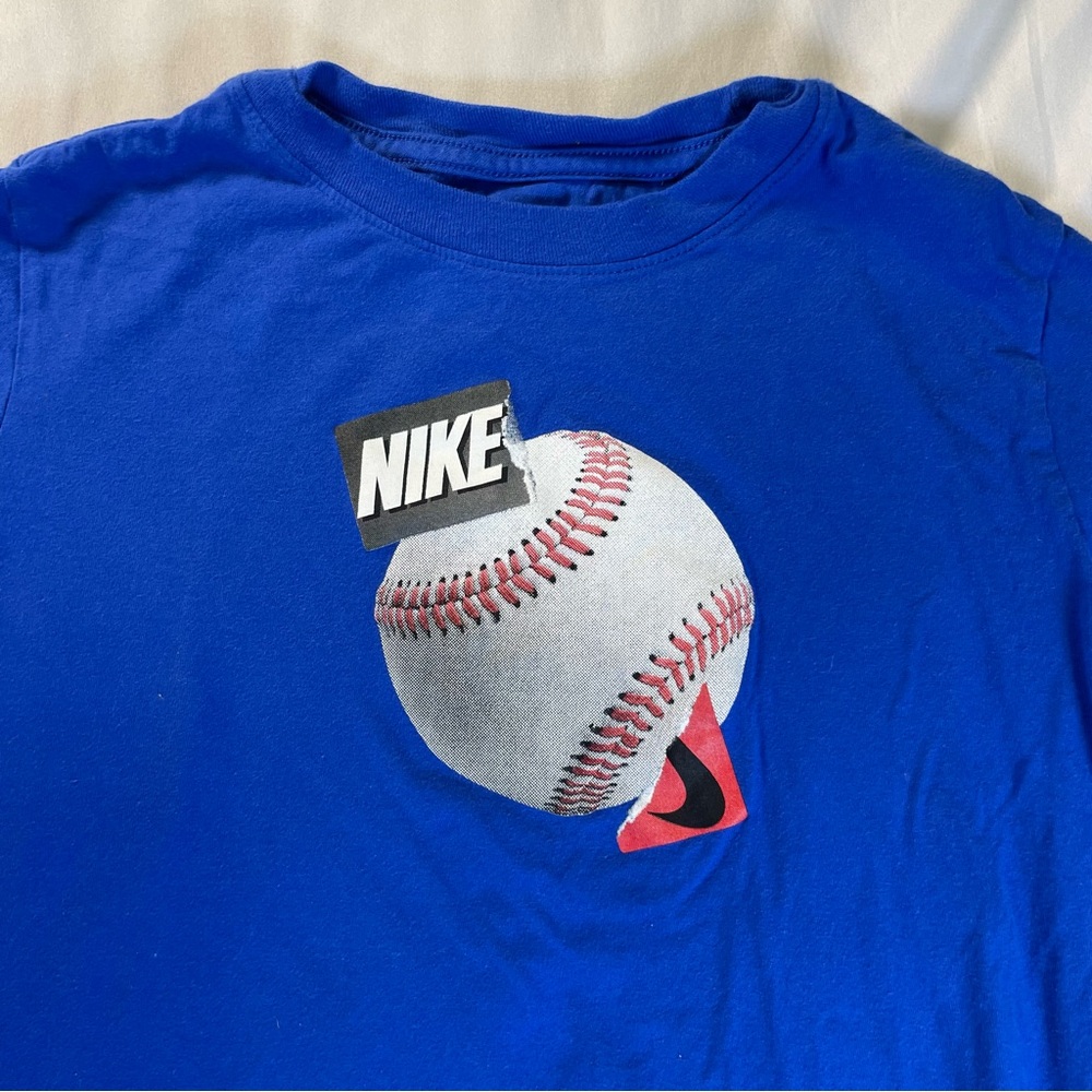 Nike Blue Baseball Graphic Tee Youth Large Athletic T Shirt - Picture 3 of 6